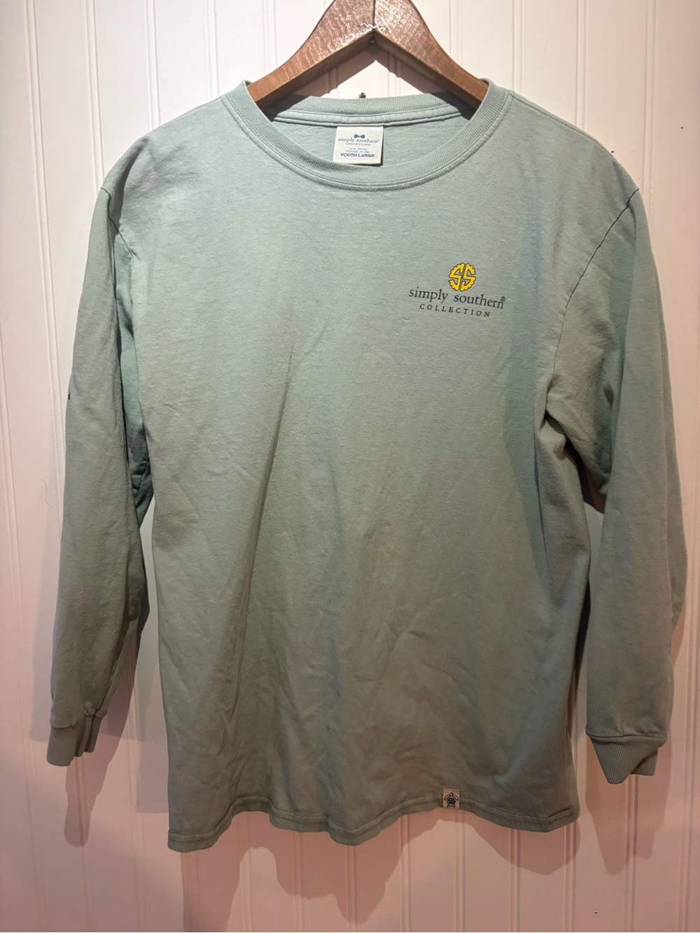 Simply Southern Youth L Long-Sleeve Tee in Sage Green